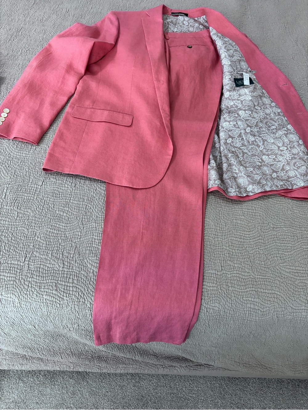 Lauren Ralph Lauren Men's Coral Pink Linen Suit |